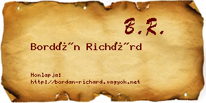 Bordán Richárd névjegykártya